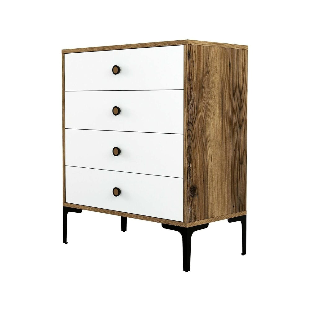 Dmora Kommode Holzeffekt walnuss, weiß 76x40 cm style modern Braun Holz