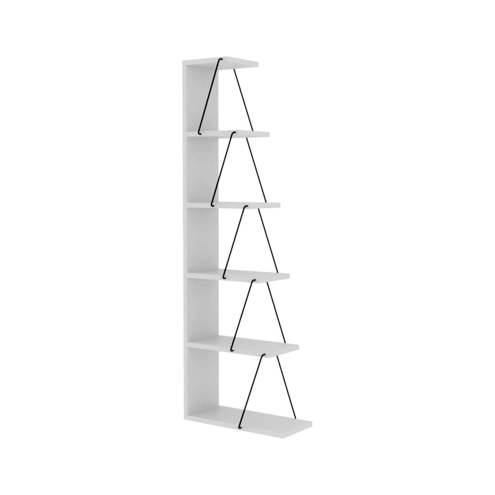 Dmora Bücherregal Holzeffekt weiß schwarz 50x22 cm style modern - Holz