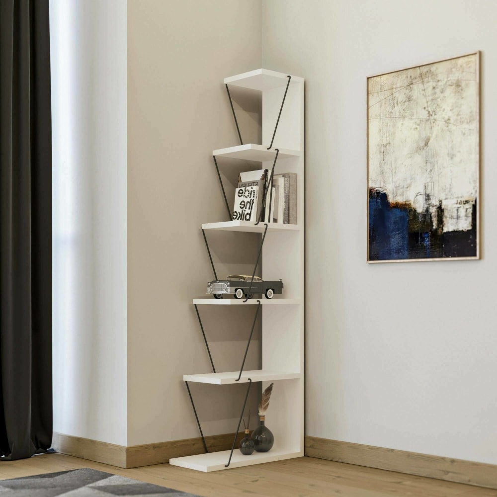 Bibliothèque effet bois blanc noir 50x22 cm - Maisons du Monde