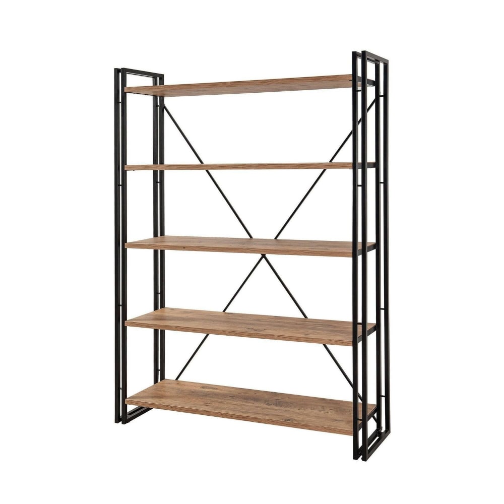 Dmora Bücherregal Holzeffekt eiche, schwarz 130x35 cm style modern Braun Holz