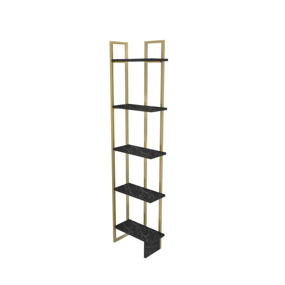 Dmora Bücherregal Holzeffekt schwarzes gold 45x22 cm style modern - Holz