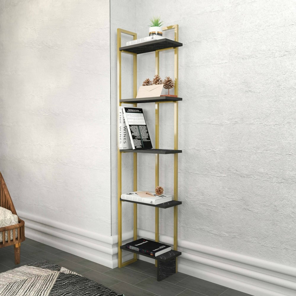 Bibliothèque effet bois or noir 45x22 cm - Maisons du Monde