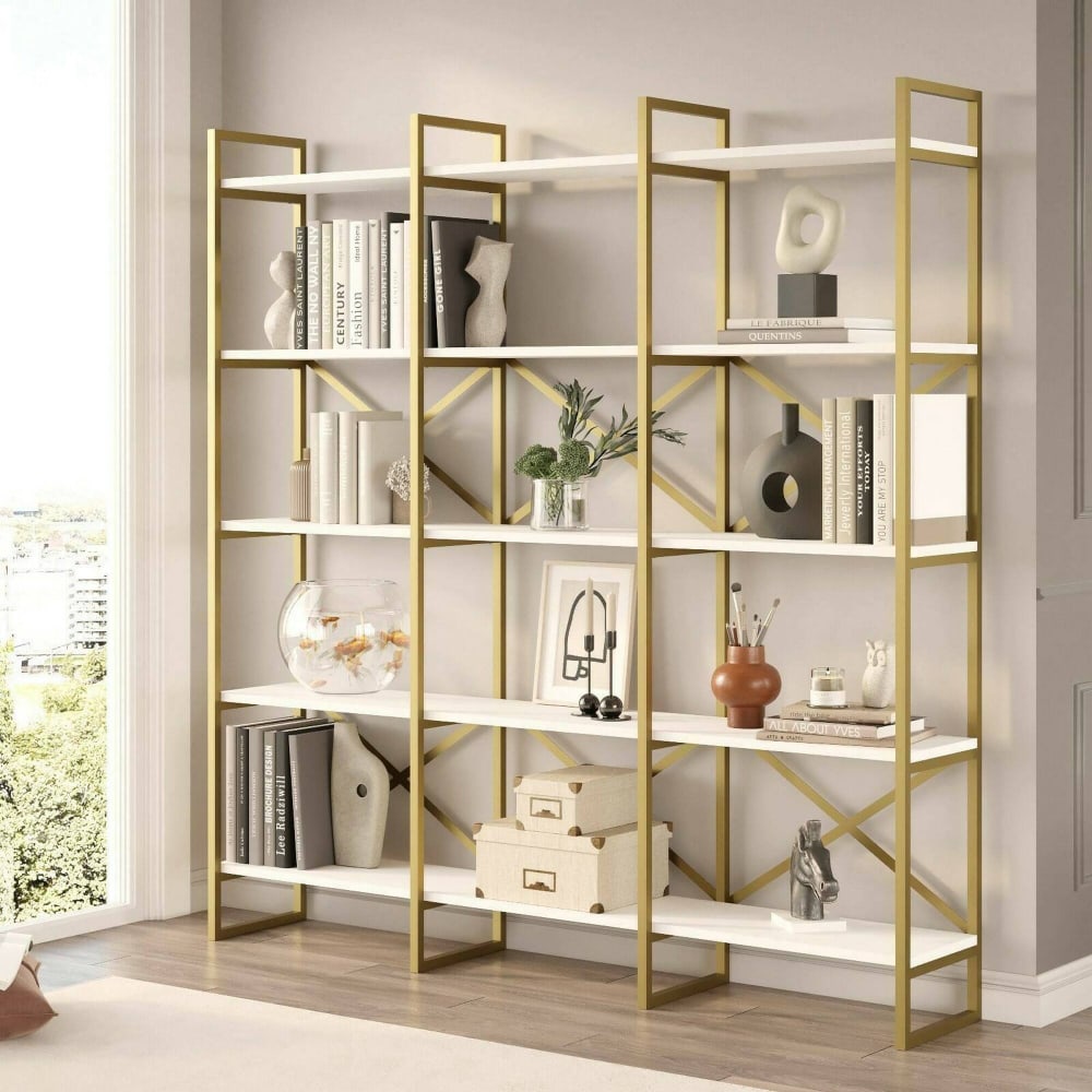 Bibliothèque effet bois or blanc 170x30 cm - Maisons du Monde