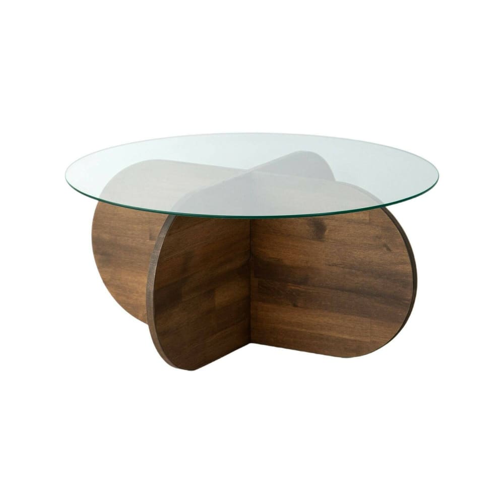Table basse en bois massif marron noyer