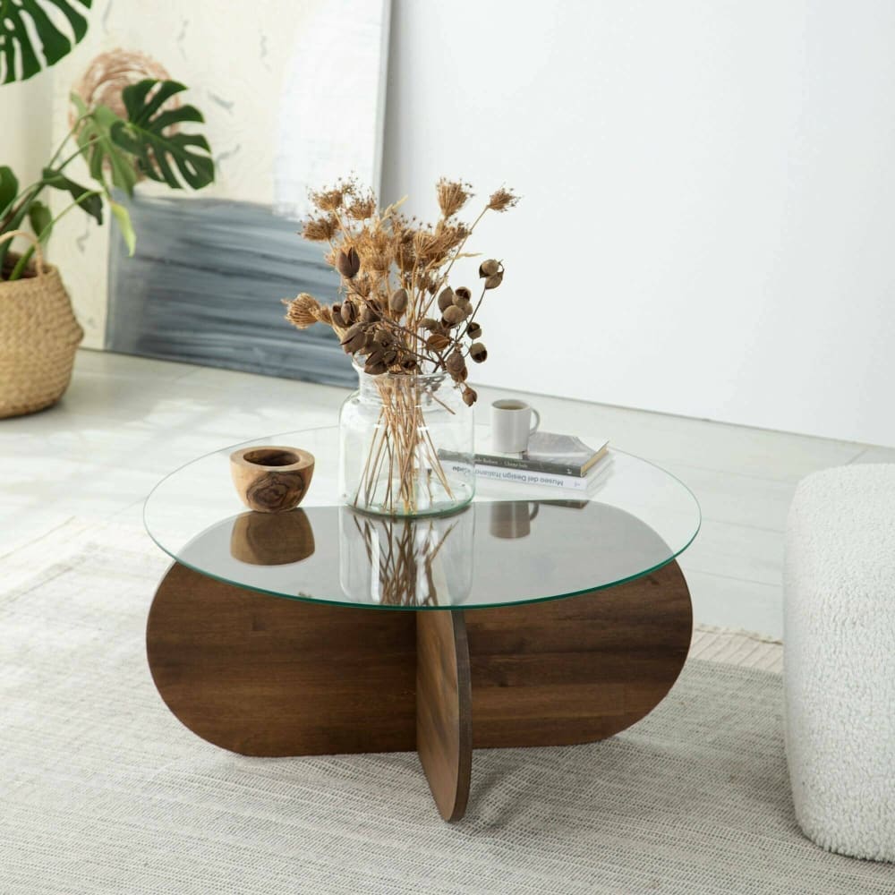 Table basse en bois massif marron noyer - Maisons du Monde