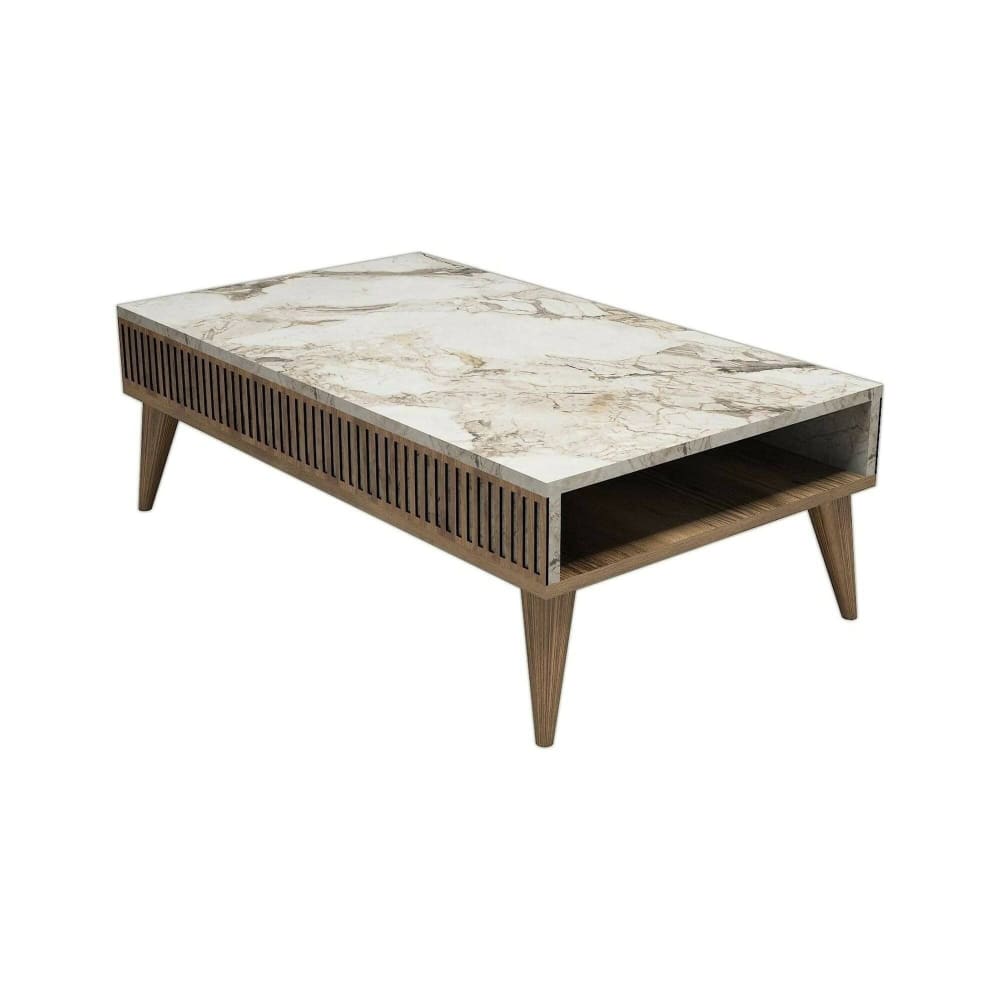 Dmora Wohnzimmertisch Holzeffekt walnuss, weiß 105x60 cm style modern Braun Holz