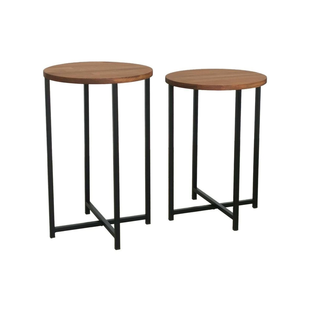 Dmora Wohnzimmertisch Holz eiche 70x35 cm style modern Braun Metall