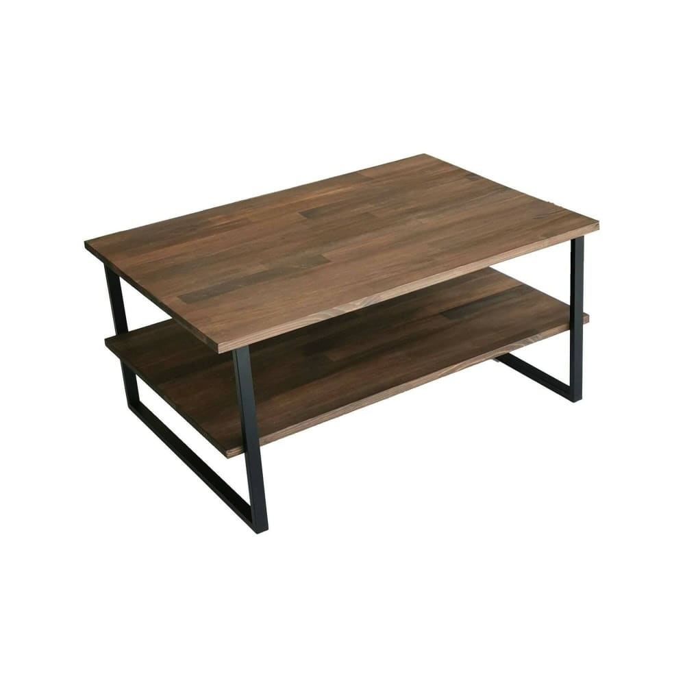 Dmora Wohnzimmertisch Holz walnuss 85x60 cm style modern Braun Metall