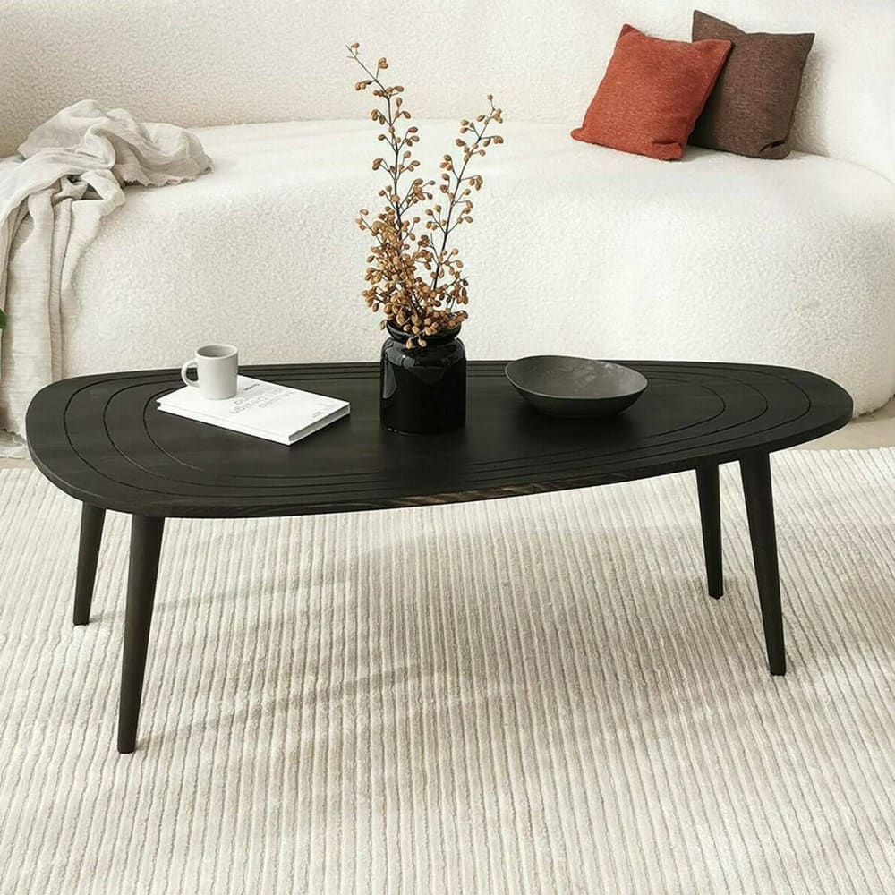 Table basse en bois anthracite 115x50 cm - Maisons du Monde