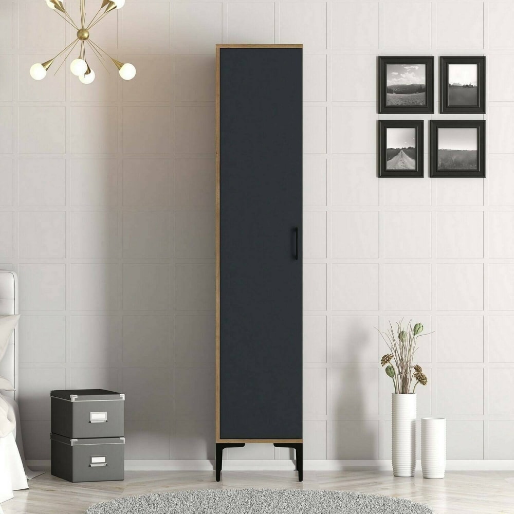 1-Tür Mehrzweckschrank  Holzeffekt walnuss, anthrazit 40x48h201\
