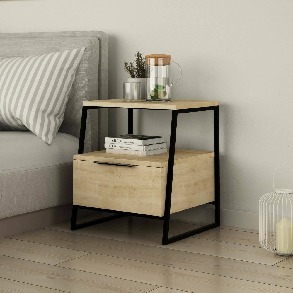 Chevet effet bois beige 45x40 cm - Maisons du Monde