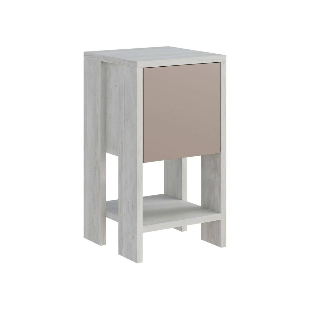 Dmora Nachttisch Holzeffekt weiß, taubengrau 30x30 cm style modern - Holz