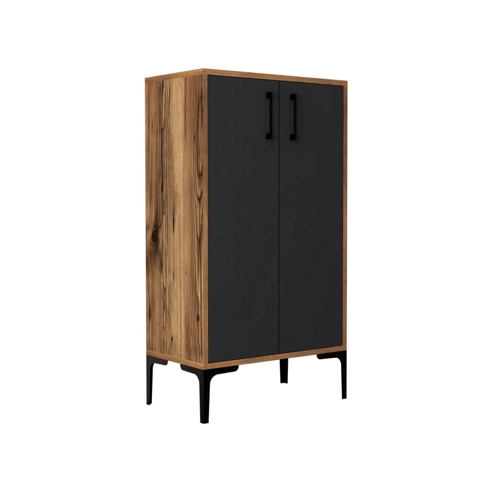 Dmora Schuhschrank Holzeffekt walnuss, anthrazit 60x35 cm style modern Braun Holz