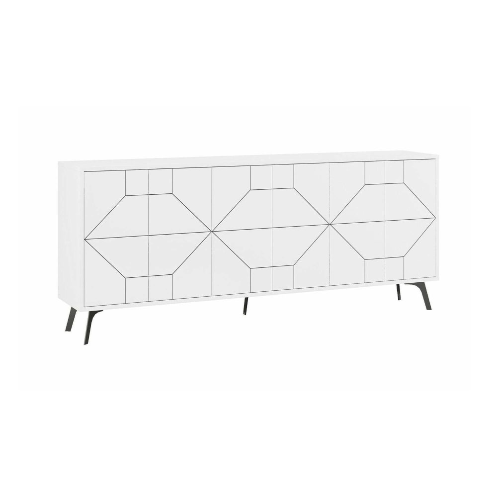 Dmora Kommode Holzeffekt weiß 184x35 cm style modern - Holz