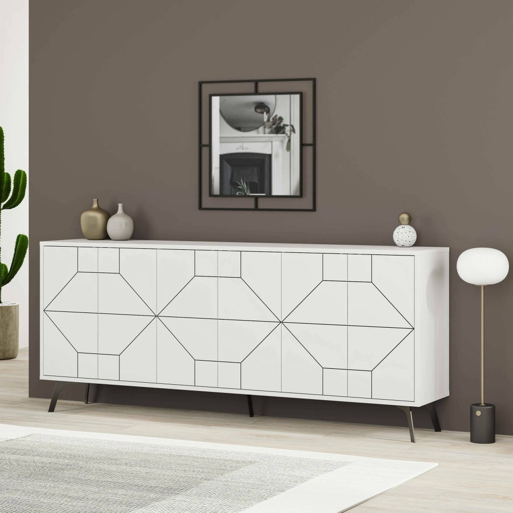 Buffet effet bois blanc 184x35  cm - Maisons du Monde