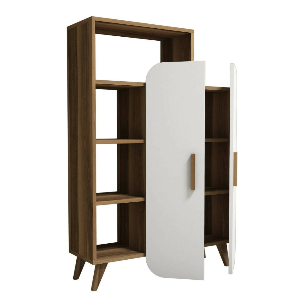 Buffet effet bois beige, blanc 90x32  cm