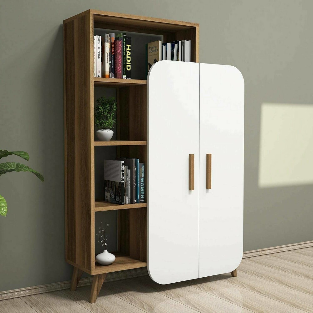 Buffet effet bois beige, blanc 90x32  cm