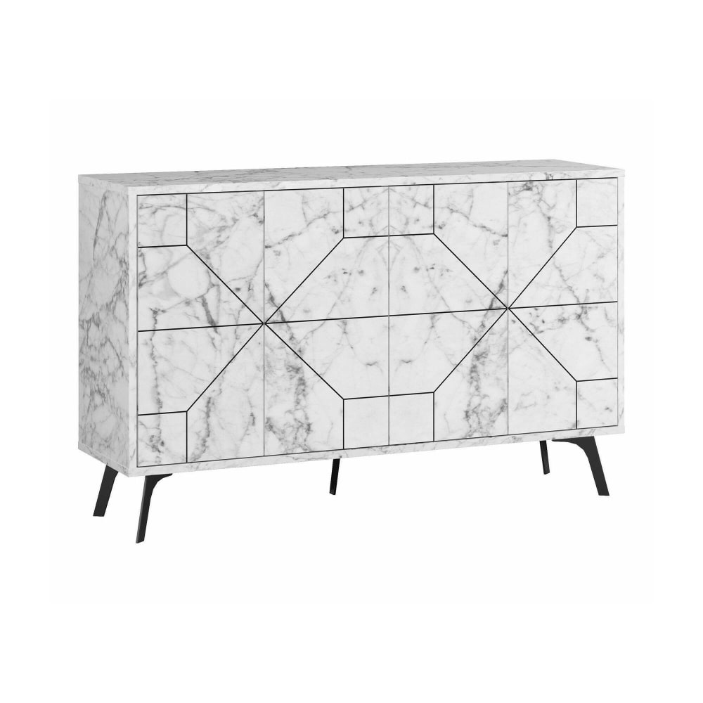 Buffet effet bois marbre blanc 123x35  cm