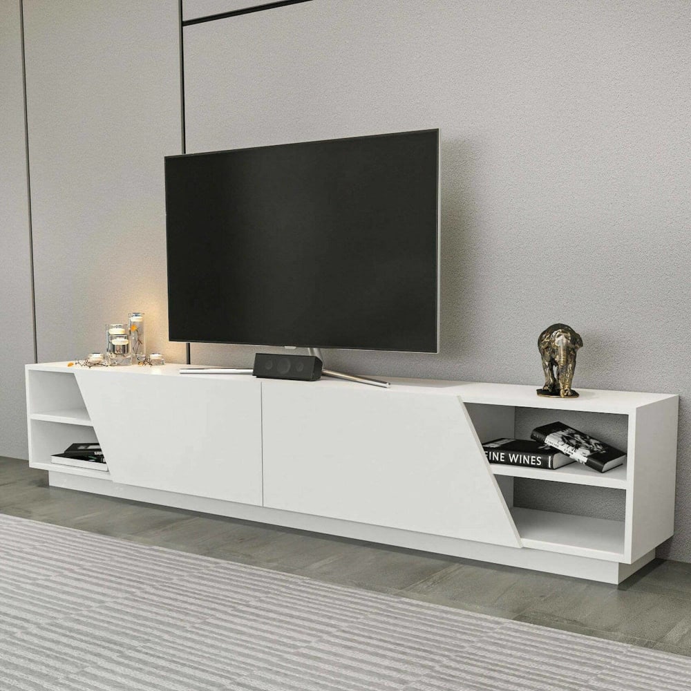 Meuble tv effet bois blanc 240x37 cm - Maisons du Monde