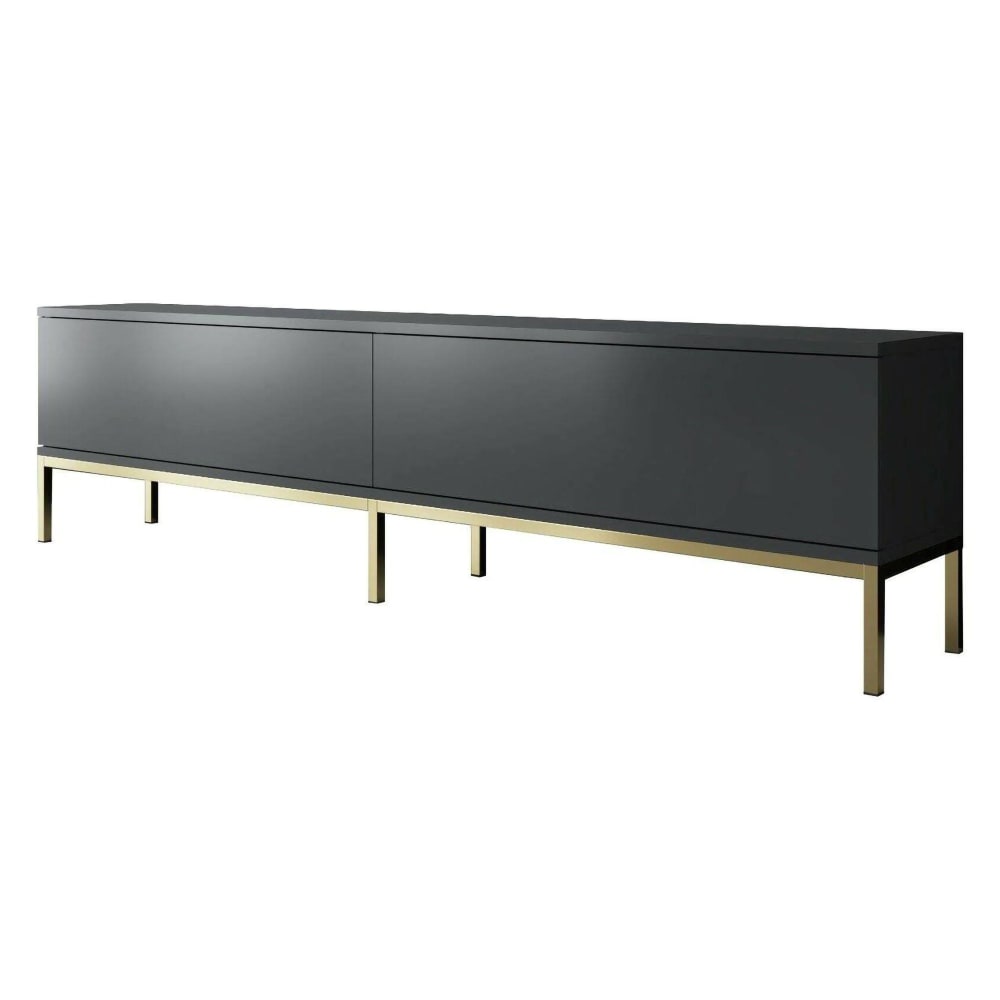 Dmora TV-Möbel aus beschichtetem Holz, Anthrazit-Schwarz style modern Schwarz Holz