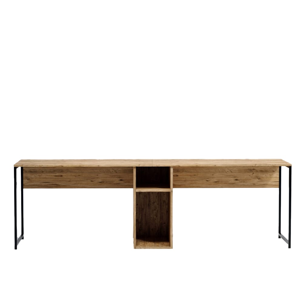 Concept Usine Holzschreibtisch für 2 Personen mit Nischen style modern Braun Spanplatte