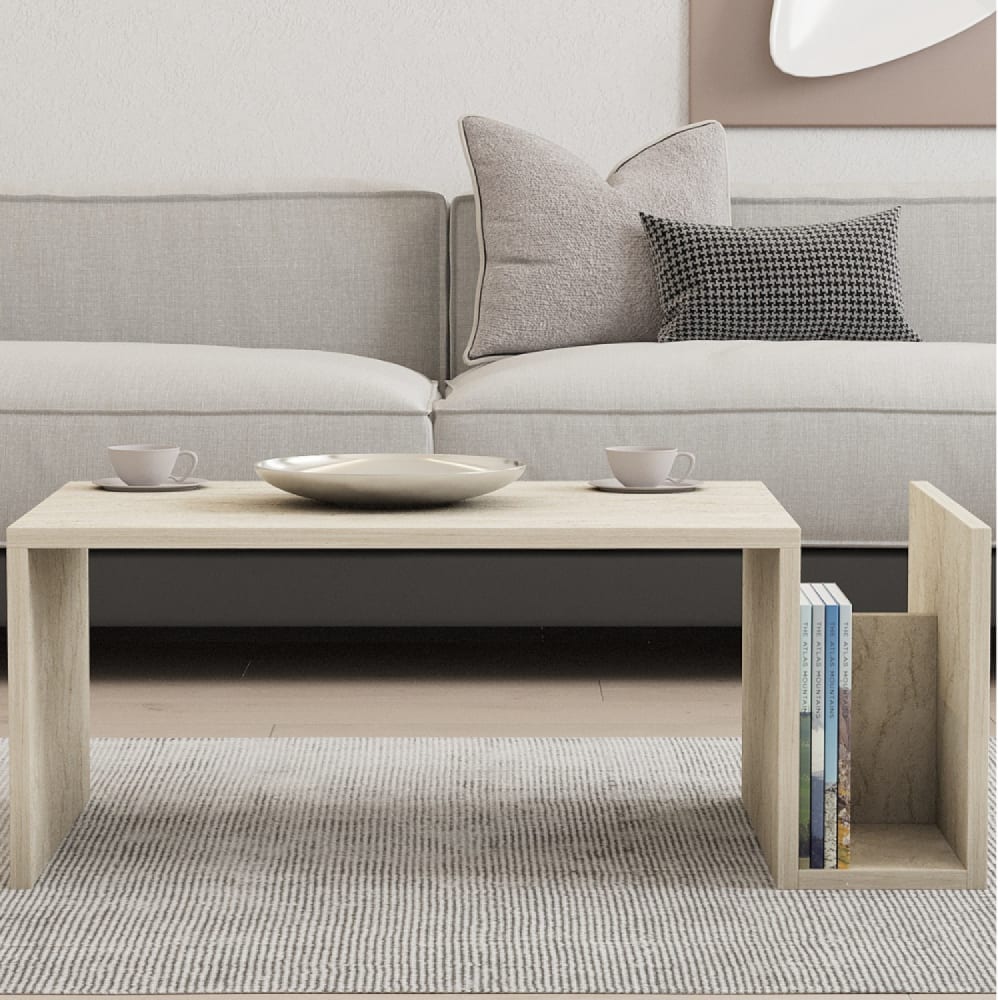 Concept Usine Couchtisch aus Holz in Steinoptik mit Zeitschriftenfach style modern Braun Spanplatte