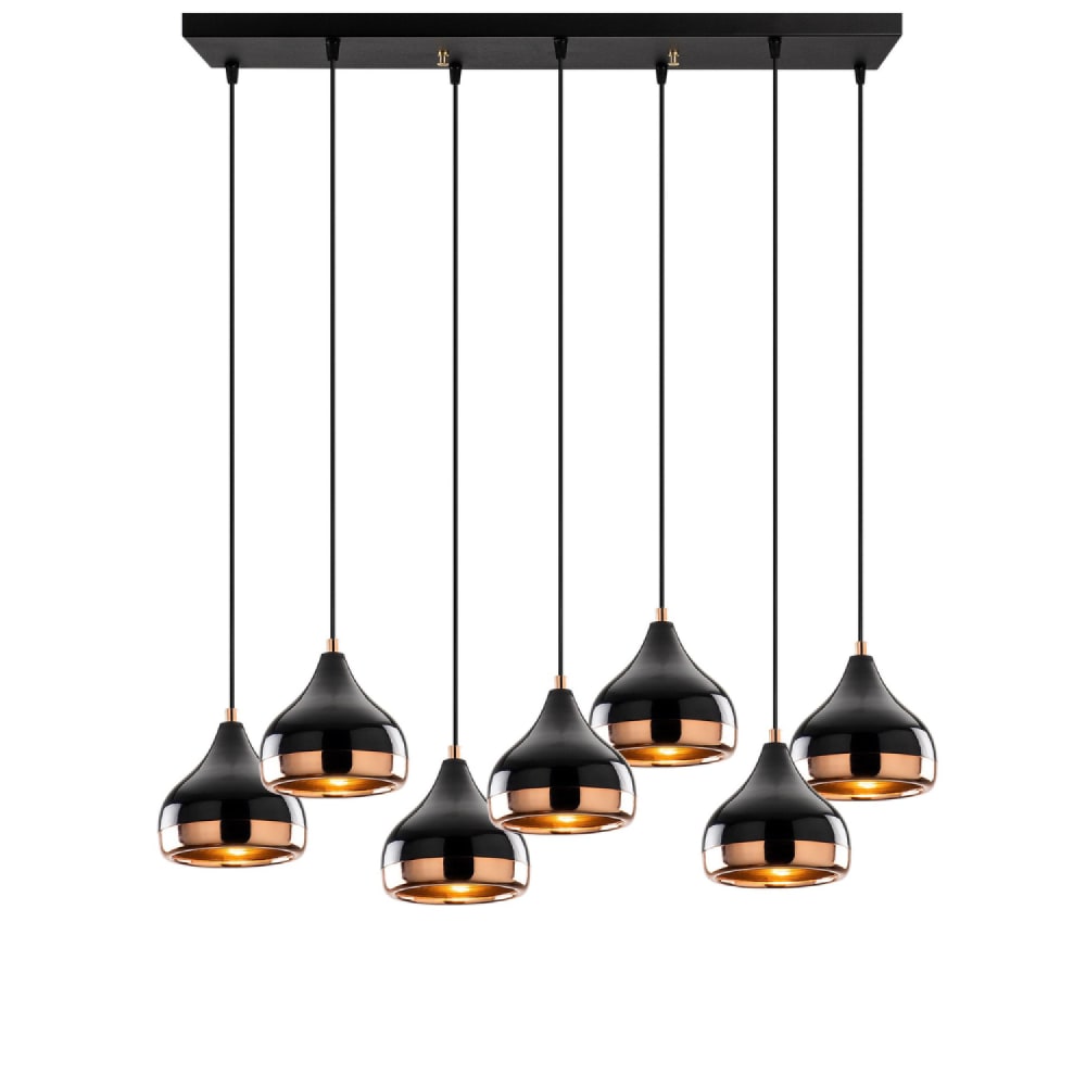 Suspension filaire noire et cuivrée 7 lampes — vue 3