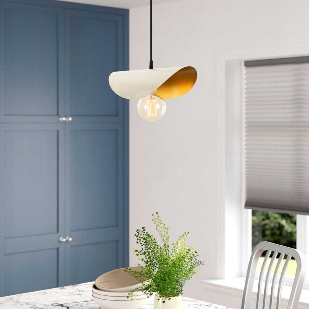 Concept Usine Weiße und goldene Hängelampe aus Metall mit Kabel style modern Weiß Metall