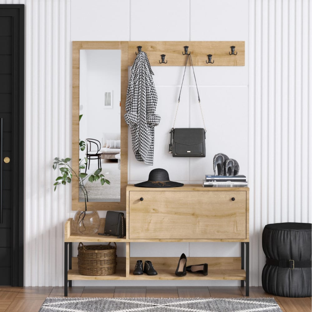 Meuble d'entrée avec porte-manteau et rangement à chaussures - Maisons du Monde