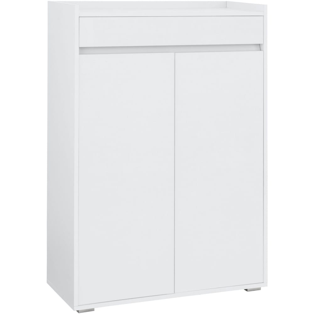 Coffre à chaussures avec 2 portes en effet mélaminé blanc