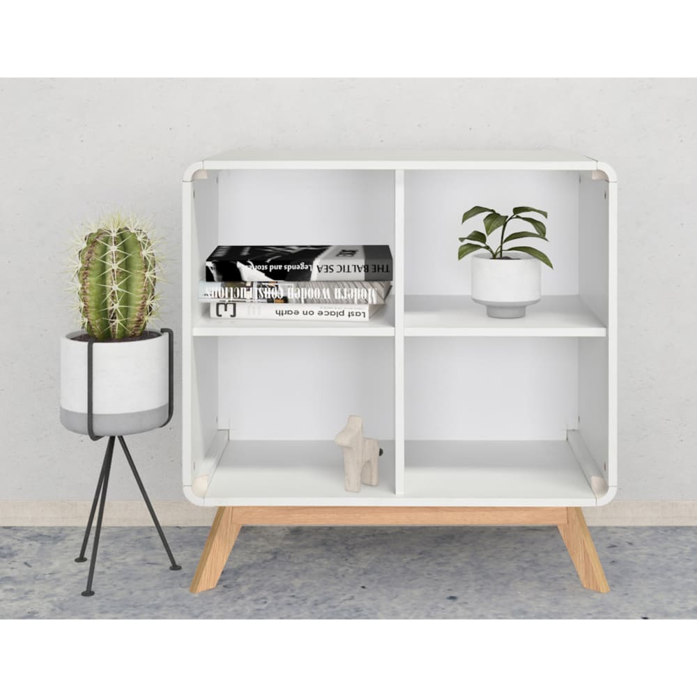 Loft24 Bücherregal mit 4 Fachböden in Holzoptik, weiß - Spanplatte