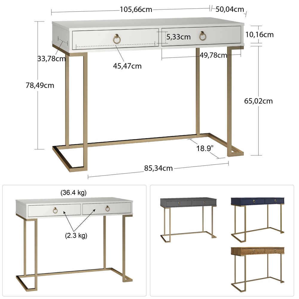 Bureau avec 2 tiroirs en mélaminé gris - Maisons du Monde