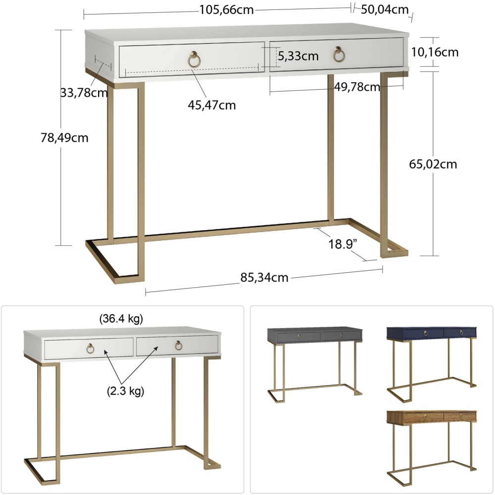 Bureau avec 2 tiroirs en mélaminé blanc - Maisons du Monde