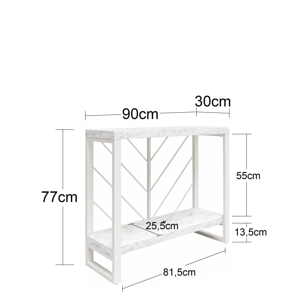 Table console avec 1 étagère en effet marbre blanc - Maisons du Monde
