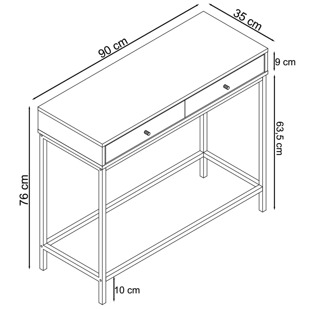 Table console avec 2 tiroirs en mélaminé gris - Maisons du Monde