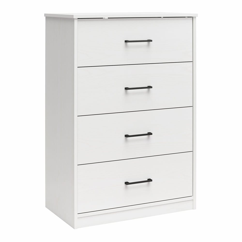 Cómoda con 4 cajones en efecto de madera blanco