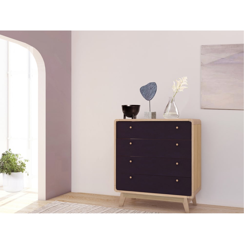 comoda con 4 cajones en efecto roble negro