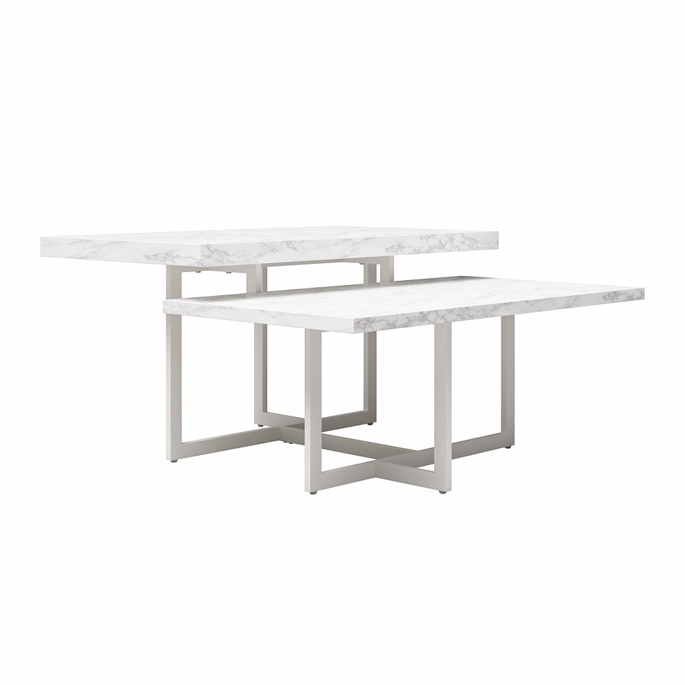 Mesa de centro en efecto mármol blanco