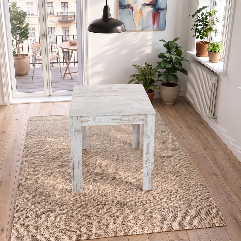 Loft24 Esstisch für 4 Personen in Holzoptik L80 cm, weiß - Spanplatte