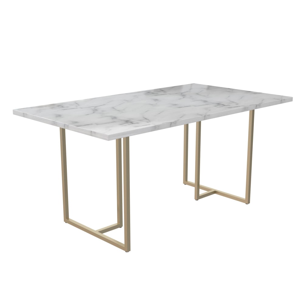 Mesa de comedor para 8 personas en efecto mármol blanca 160