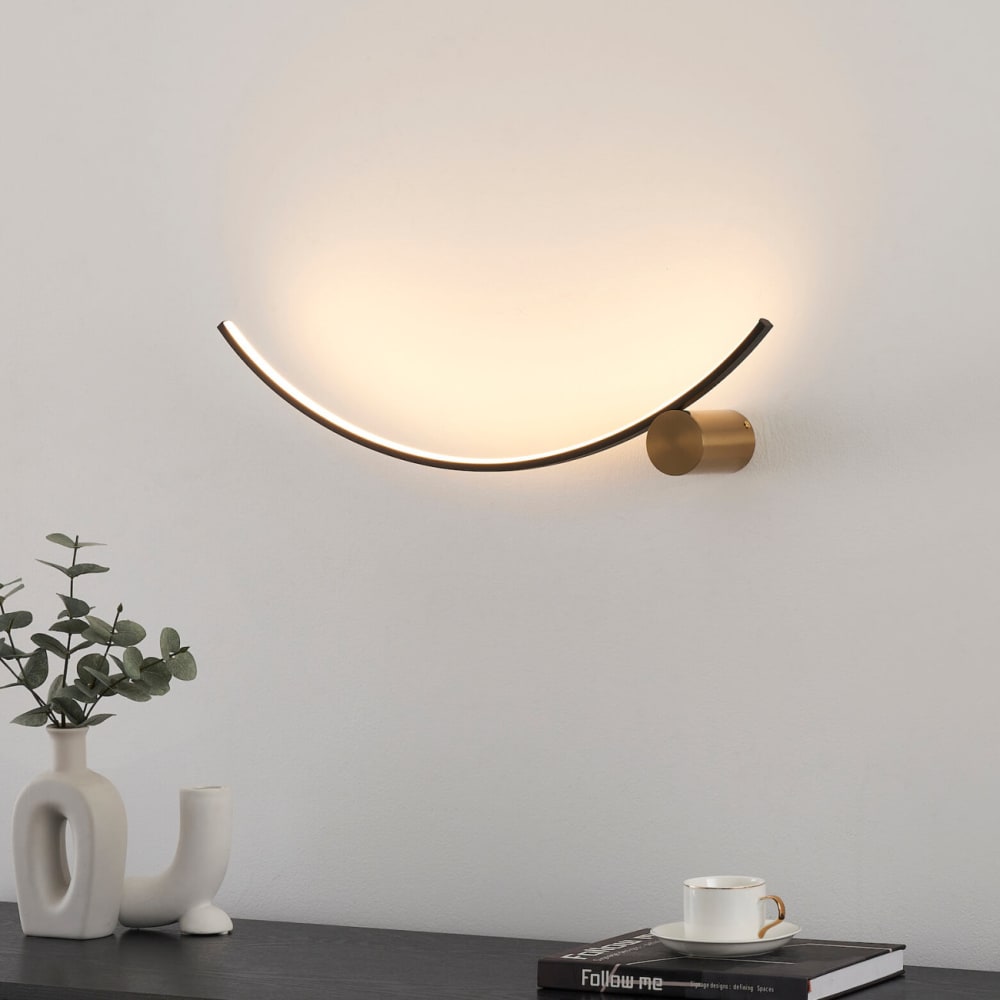 Applique en acier, aluminium et silicone noir et doré 58 cm - Maisons du Monde