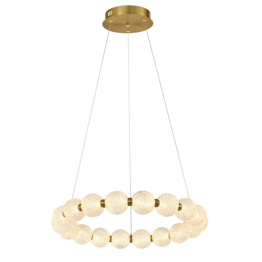 Kosilum Goldene LED- Hängeleuchte mit transparentem Glas 57 cm - Roseli - Metall