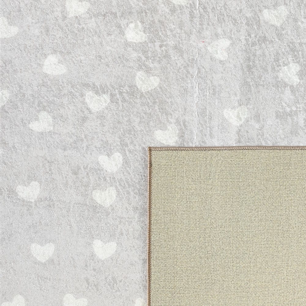 Tapis enfant lavable en machine à motif coeur - Beige - 160x230 (Nazar) - Image 2