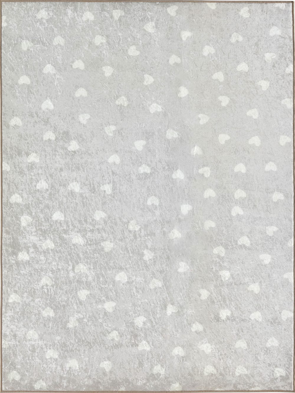 Tapis enfant lavable en machine à motif coeur - Beige - 80x150