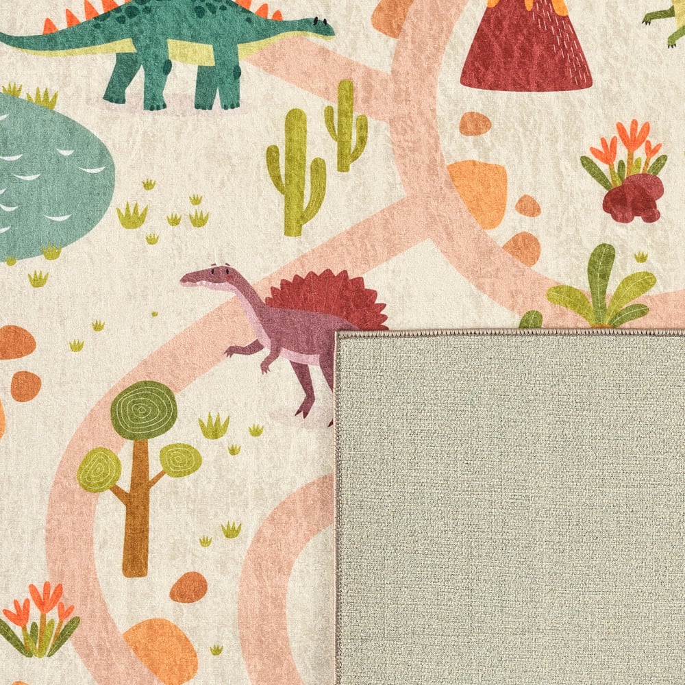 Tapis enfant lavable en machine à motif dinosaure - Beige - 160x230 (Nazar) - Image 2