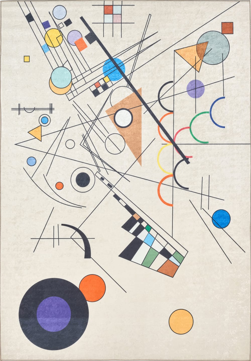 Tapis lavable en machine à motif artistique - Beige - 80x300