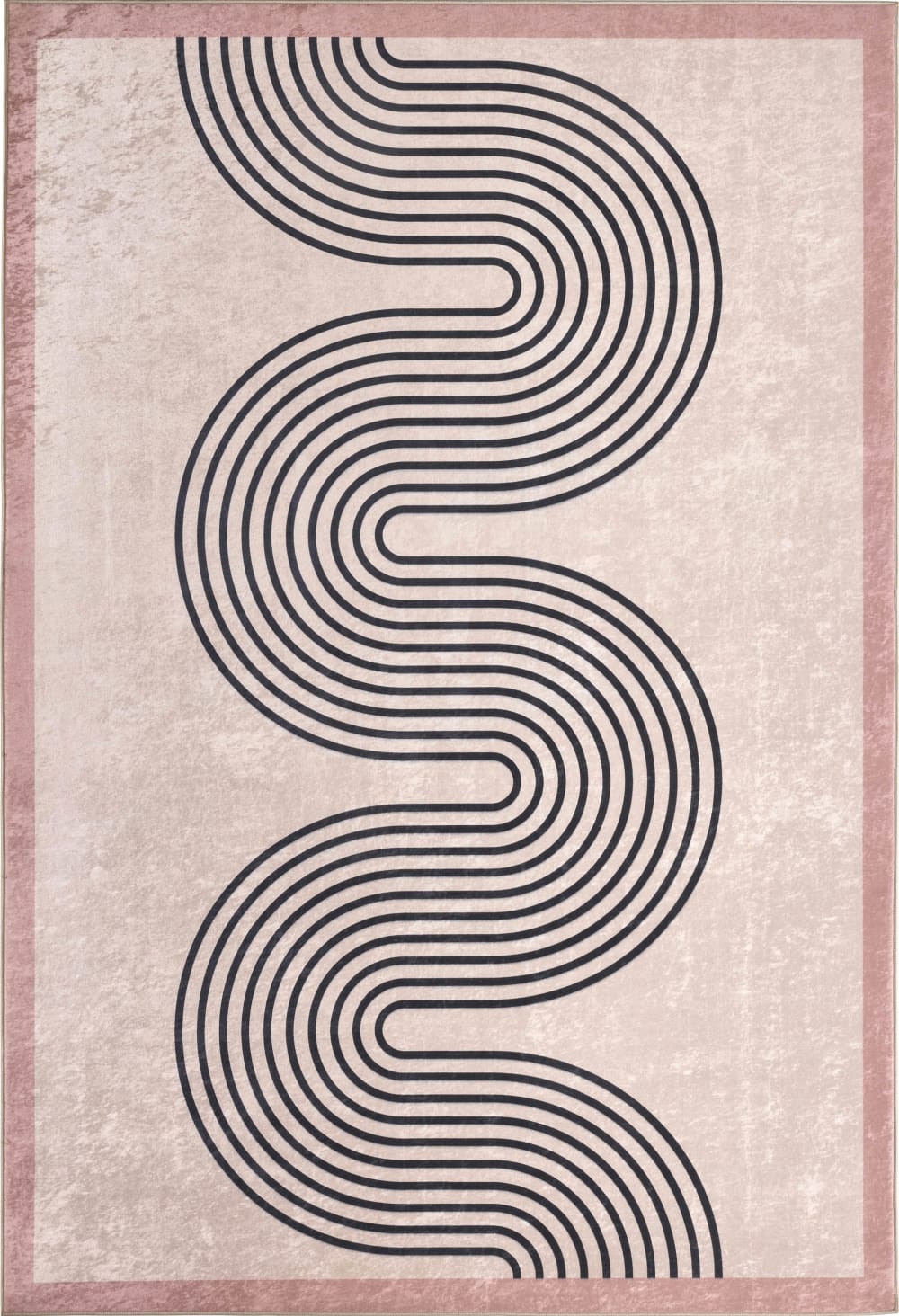 Tapis lavable en machine à motif vague - Beige - 120x160