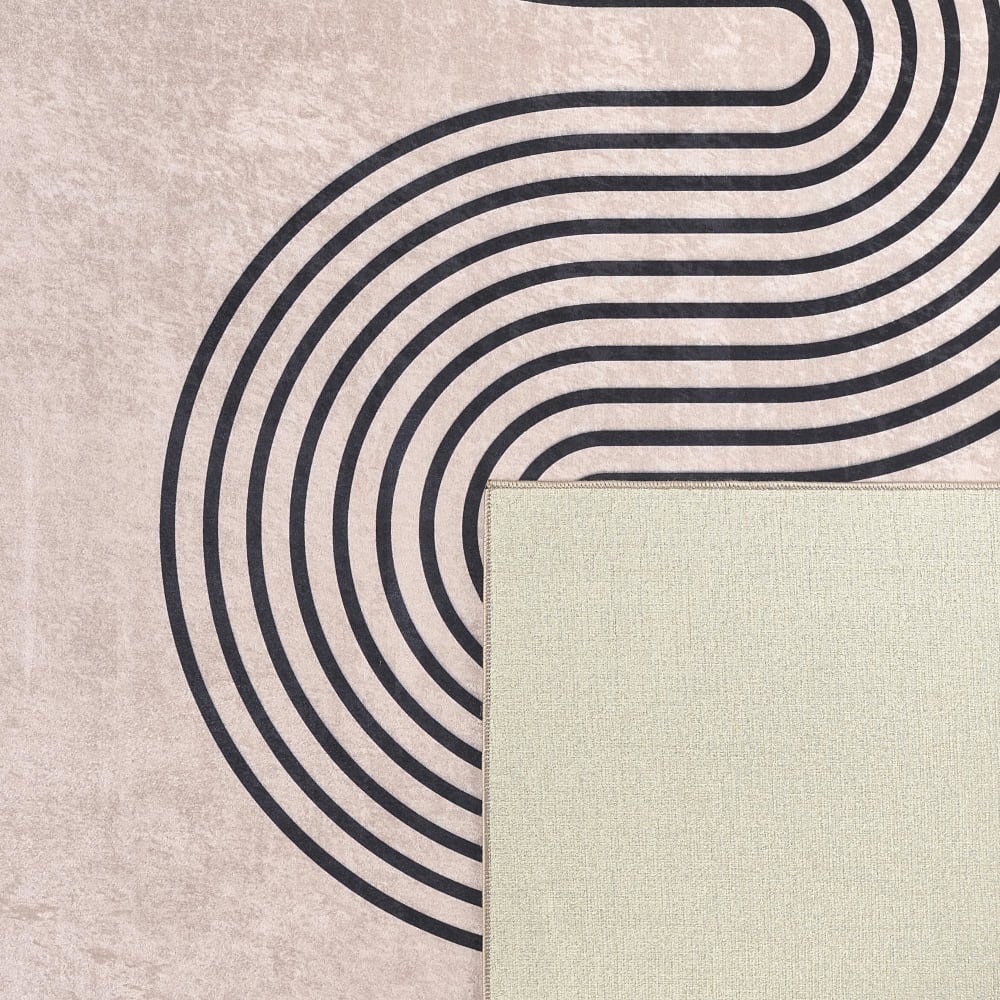 Tapis lavable en machine à motif vague - beige - 200x290 — vue 4