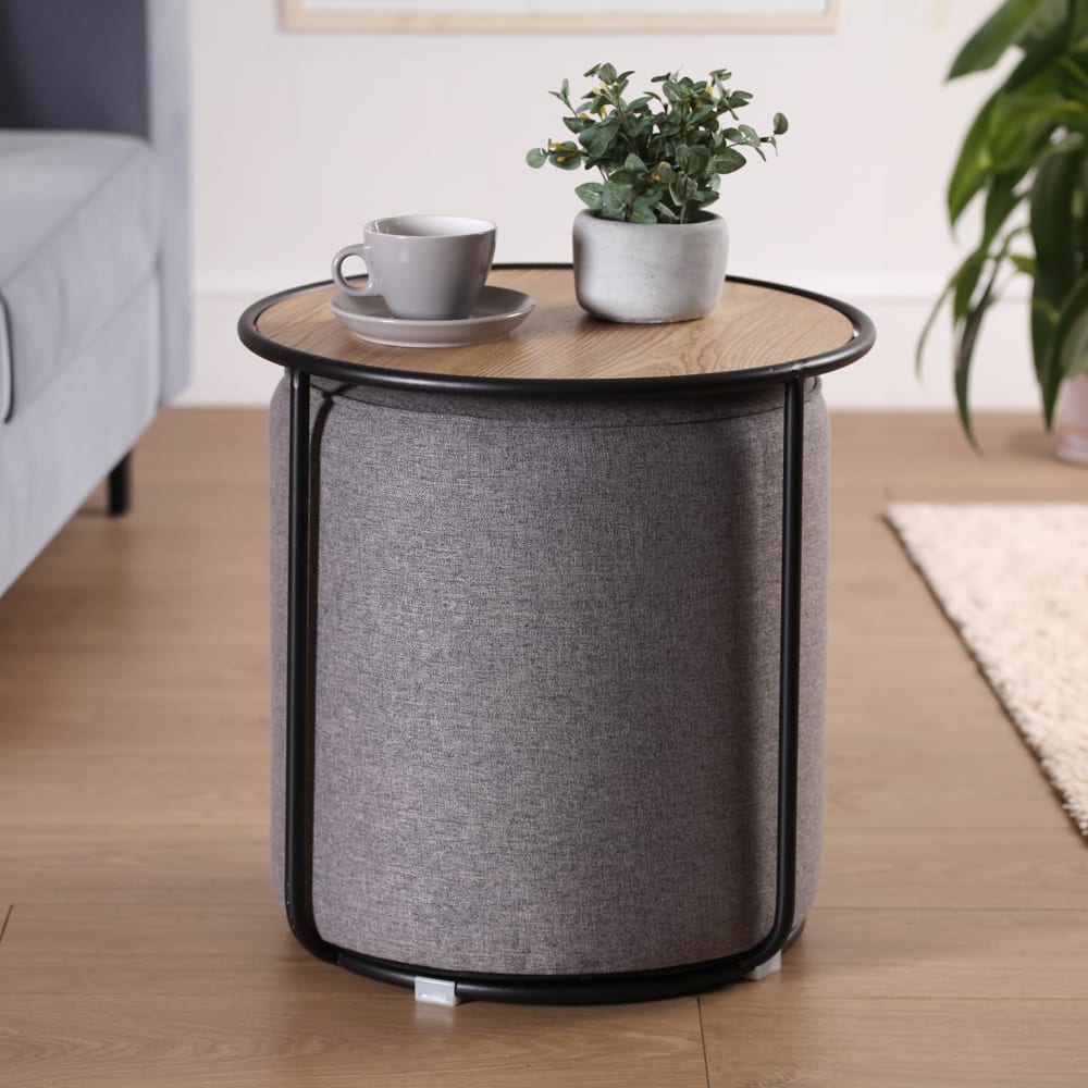 Tabouret pouf en fer gris foncé - Maisons du Monde