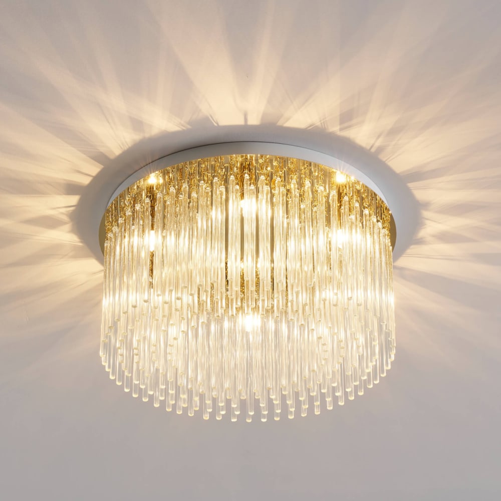 Plafonnier en verre transparent et doré 42 cm — vue 3